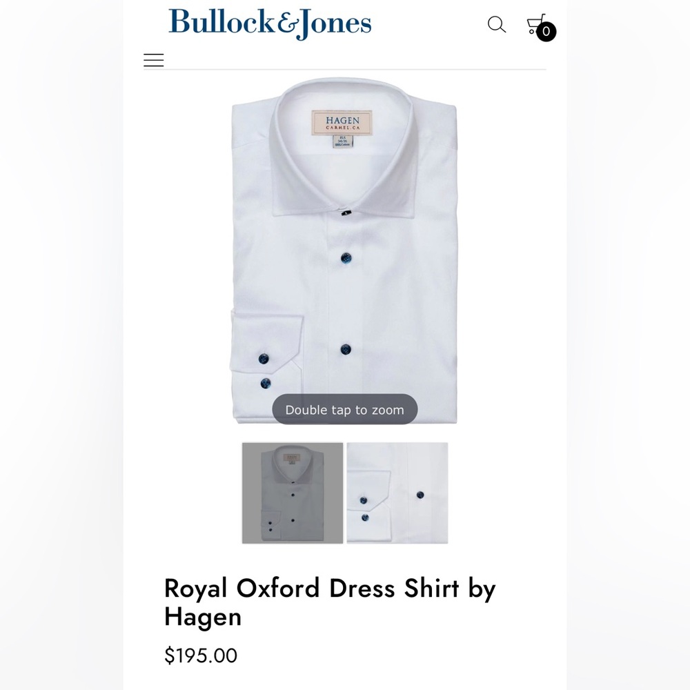 Hagen White Royal Oxford Dress Shirt, Size 17.5 34/35